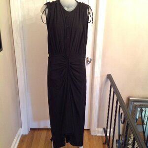 IRO Paris Nima Black Ruched Midi Dress 42 10
